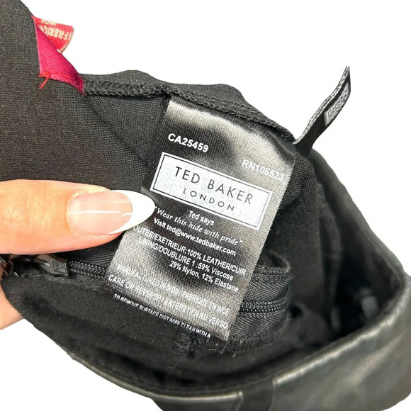 Ted Baker Palanga Black Leather Pencil Skirt Size 2 / US 6 - Picture 7 of 8